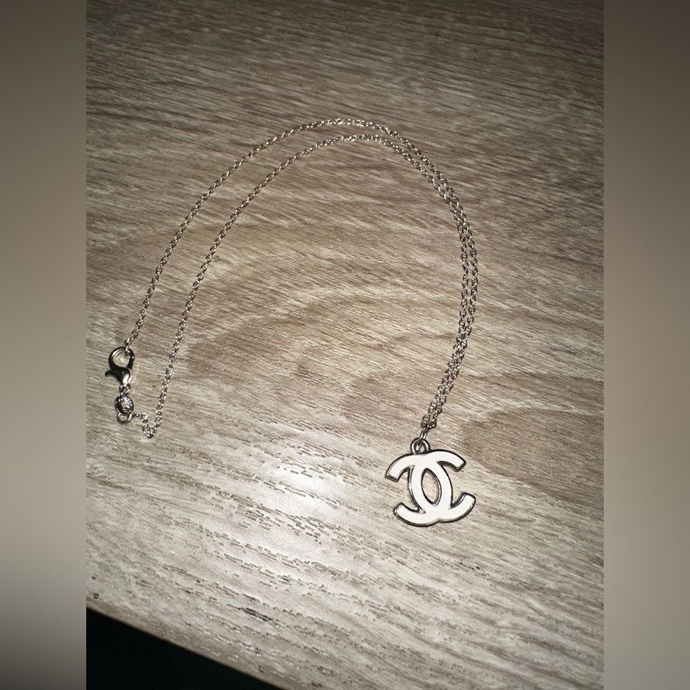RE-POSHING NEW CC PENDENT SAME ON BOTH SIDES W 925 SILVER LOBSTER CLASP NECKLACE